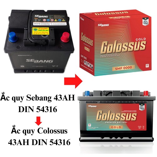 ắc quy Colossus 12V 43Ah DIn 54316