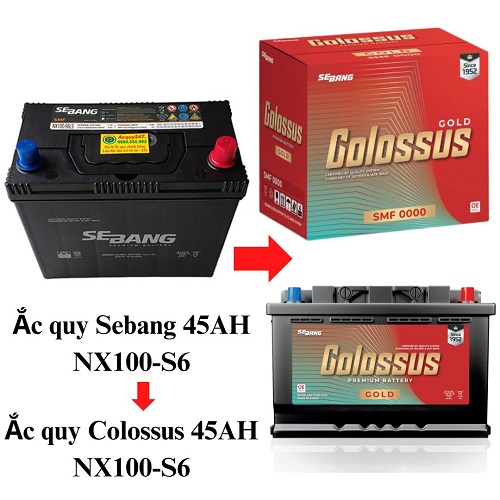 Ắc quy Sebang 45AH NX100-S6 thay đổi bao bì