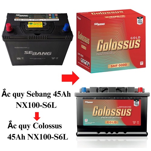 ắc quy sebang 45AH nx100-s6l thay đổi bao bì