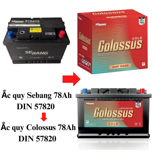 ắc quy colossus 12v 78ah cọc thấp